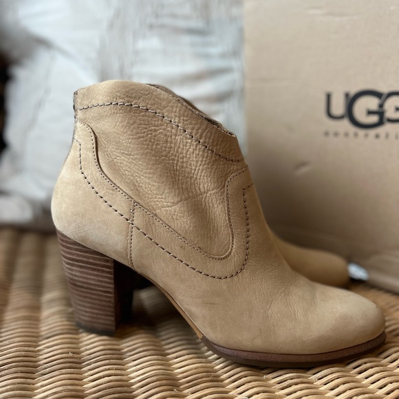 UGG Suede Charlotte Ankle Stacked Heel Booties - Picture 3 of 6